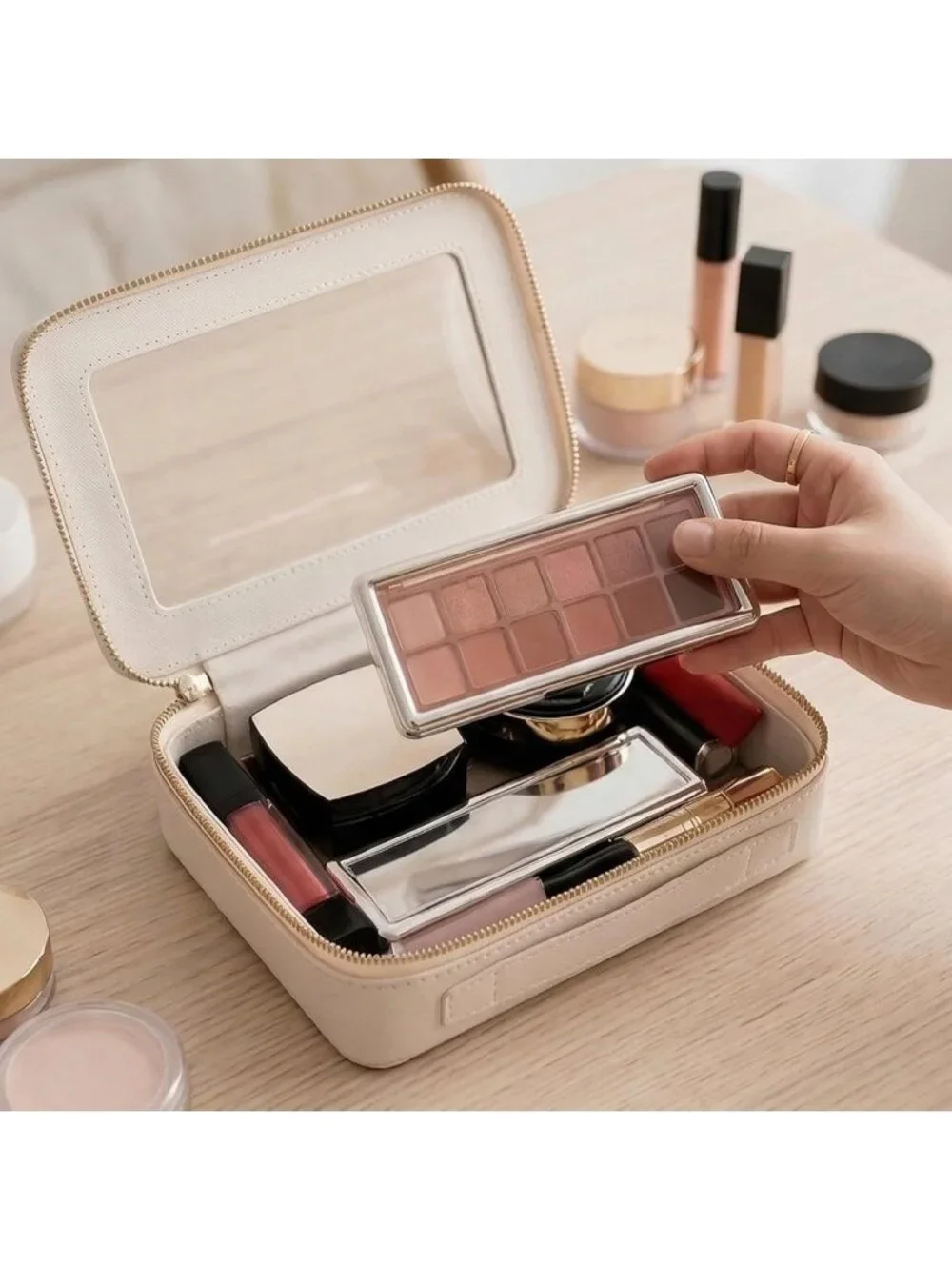 Clear Makeup Bag Organizer for Travel | Toiletry & Cosmetic Case Pouch, Medium